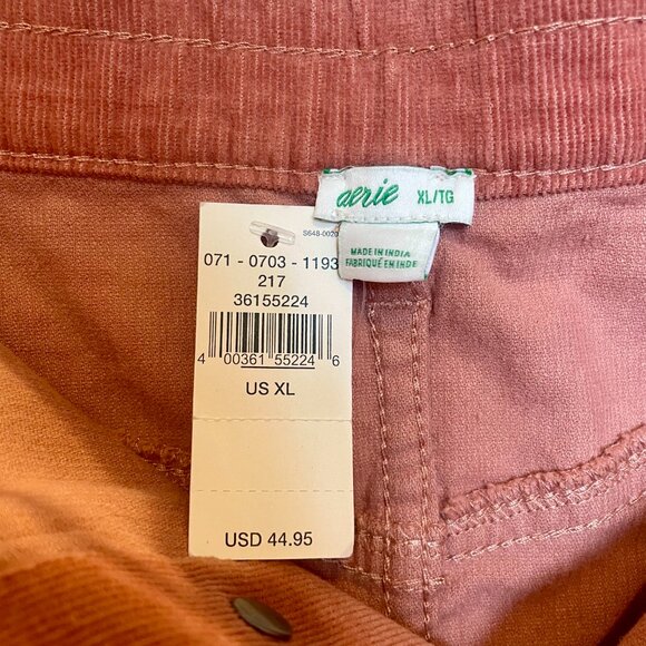 Aerie Rosy Pink Button-Up Stretch Corduroy Mini Skirt, Size XL - New with Tags - Picture 2 of 5